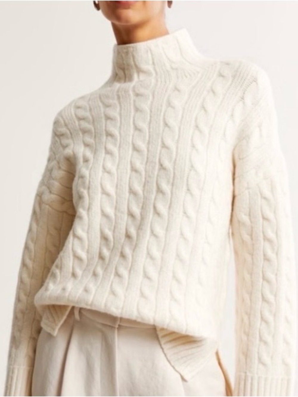 Cream Cable Knit Women's Sweater